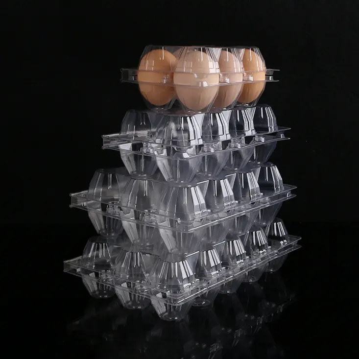 Einweg 4/6/8/10/12/15/20/30 löcher ei karton verpackung tablett lieferanten transparent PET kunststoff blister trays für eier