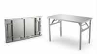 Table de travail pliable en acier inoxydable 201 304 avec étagère réglable, banc de préparation pour cuisine commerciale, table de travail pour restaurant, hôtel