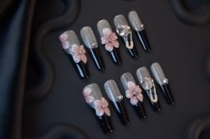 Juego de <span class=keywords><strong>Uñas</strong></span> Postizas de ABS con Diseño de Ataúd y Mariposa Estilo Europeo Americano, Hechas a Mano, con Pegamento <span class=keywords><strong>para</strong></span> Dedos, Cobertura Completa - Product Image 2