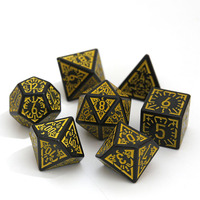 Nouvel ensemble de dés polyédriques rétro de 18 mm, 16 styles, motif antique complexe, en plastique, faits à la main, multi-faces, numérotés