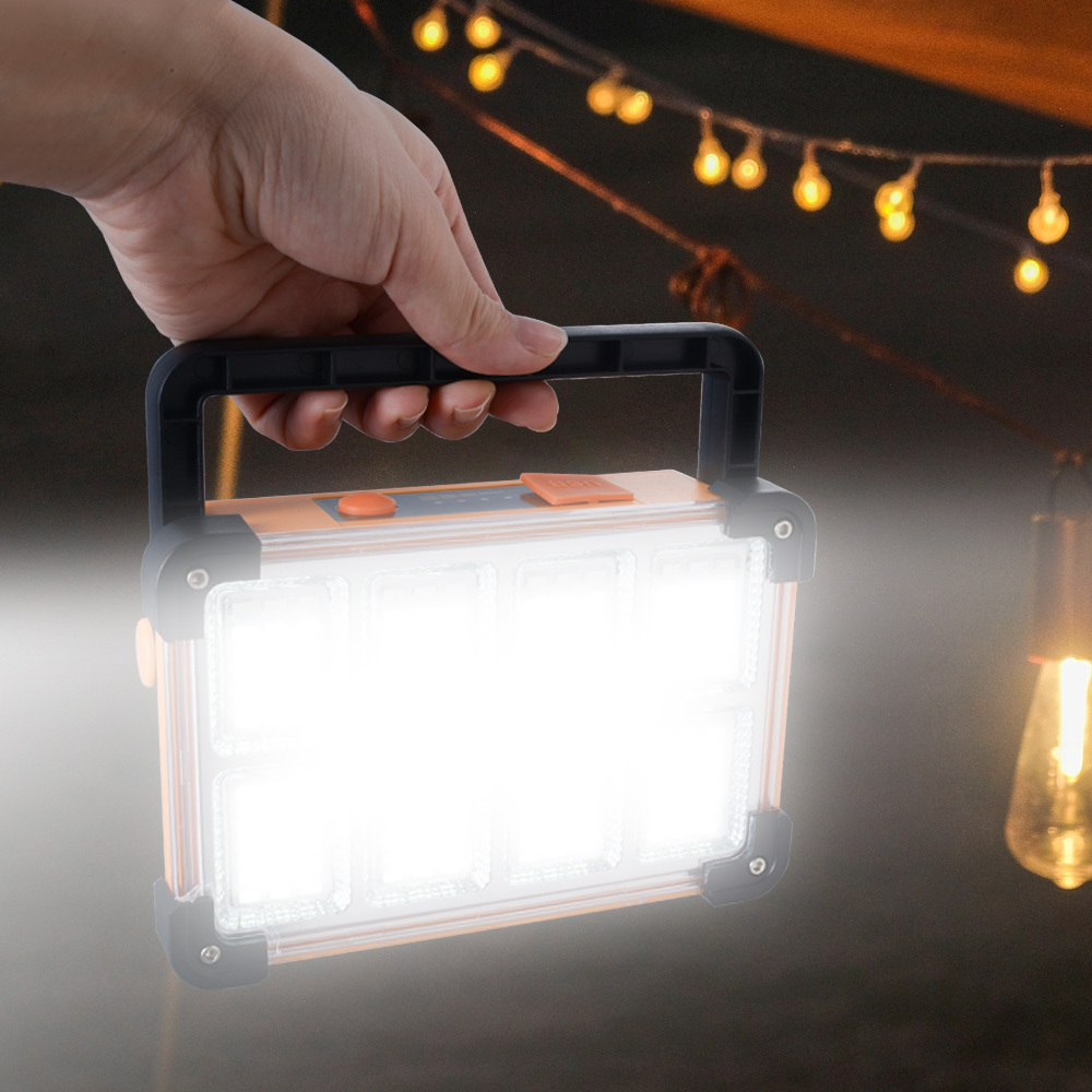 New Hight Brightness Outdoor 100W LED Solar Camping Light with Power Bank Type C USB Rechargeable Garden Working Light