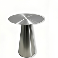 Table en acier inoxydable de style industriel, table à thé au lait, table basse décontractée, table ronde en métal pour salle à manger