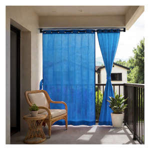 Electric Blue Eyelet Outdoor <b>Curtains</b> 180 GSM with Vibrant Bold Blue Shade and Soft Light Filtering Fabric for Stylish Balcony - Product Image 1