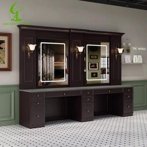 โต๊ะตัดผมจินเฉิง พร้อมกระจกตั้งพื้น โต๊ะแต่งหน้าสำหรับร้านทำผม พร้อมโคมไฟแต่งหน้า - Product Image 5