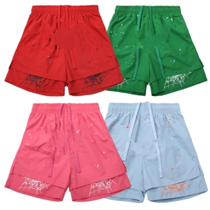 Pantalones Cortos Sp555 de Doble Capa con Capucha de Malla de Alta Calidad 240gsm 1.1, Estampado de Telaraña, para Hombre y Mujer 2026 - Product Image 1