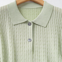 Pull en coton anti-boulochage ajouré style coréen pour femme, col rond et manches courtes, idéal pour le printemps