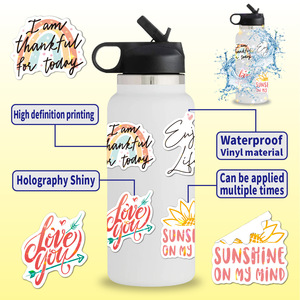 Lot de 100 autocollants motivants, étoiles holographiques, paillettes, autocollants en vinyle imperméables, autocollants adhésifs imprimés, autocollants découpés pour bagages - Product Image 5