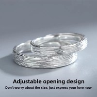 Bagues de couple vieillies au fil du temps en argent sterling S925, une paire, style coréen, forme géométrique, design de niche de luxe léger Instagram, longues
