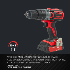 Perceuse à percussion sans fil 20V, batterie Li-ion sans balais, 60N.m, 2 vitesses, pour bois, métal, béton, certifiée CE, avec éclairage LED - Product Image 4