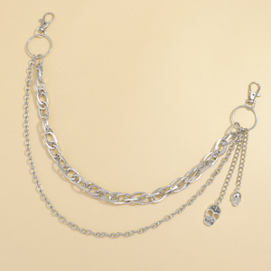 Chaîne de taille punk pour femme en métal, motif crâne, en alliage de zinc, double couche, style urbain, chaîne décorative tendance pour usage quotidien - Product Image 2
