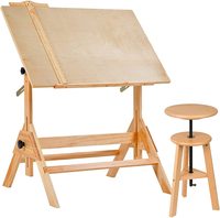 Table à dessin en bois massif MEEDEN, bureau d'artiste, bureau d'écriture, bureau de studio, table d'artisanat avec hauteur réglable