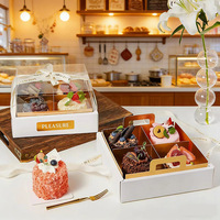 Boîtes à gâteaux en gros transparentes en carton ondulé 4x9 grilles, emballage mini-gâteaux à emporter, finition mate pour gâteaux et tartes aux fruits