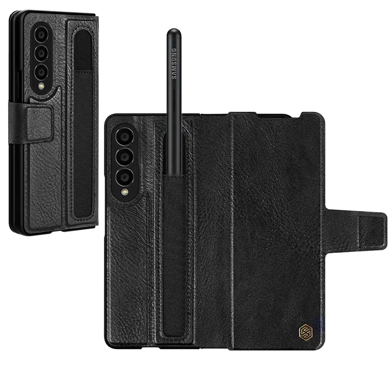 Nillkin phone case leather shockproof protective cover with kickstand and s pen holder for Samsung Z Fold 4 5G