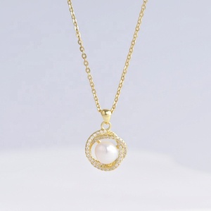 Collier pendentif perle classique en argent 925 de haute qualité, plaqué or 18 carats, style rétro, pour mariage estival, mariage nuptial, colliers délicats pour femmes. - Product Image 1