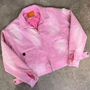 Giacca in Denim Vintage con Cerniera e Fodera Nera in Cotone Pesante per Uomo, Produzione OEM Personalizzata - Product Image 2