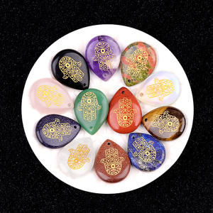 Amatista natural tallada Palma Fátima mano colgante DIY COLLAR COLGANTE gota de agua ornamento Accesorios - Product Image 3