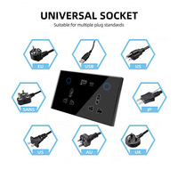 Enchufe Inteligente de Pared Industrial SLS con Temporizador, Medidor de Electricidad Universal, WiFi, Cristal, 16A, Control por Voz, Tuya, 147, Control Remoto, 2 Tomas de Corriente