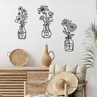 Décoration Murale en Métal : Vase Sculpté au Laser, Fleurs, Art Mural, Décoration Intérieure