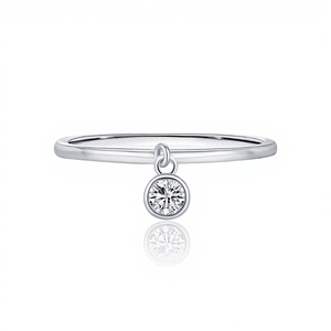 Real 925 <b>Sterling</b> <b>Silver</b> Rhodium Plated Bezel <b>Set</b> Simple Sparkling D Color Moissanite Stackable Charm <b>Rings</b> for Women Fine - Product Image 3
