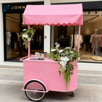 Chariot de vente ambulant commercial pour café et crème glacée, stand de restauration de rue avec auvent pour usage extérieur