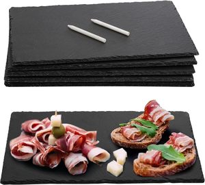 Planches à fromage en <span class=keywords><strong>ardoise</strong></span> Assiettes en pierre noire Napperons Plateau de service gastronomique pour gâteau à la viande Apéritif aux fruits Sushi Assiettes à dîner - Product Image 2