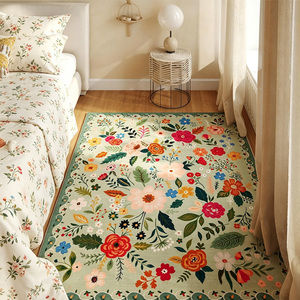 <span class=keywords><strong>Tapis</strong></span> persan doux à imprimé floral vintage, <span class=keywords><strong>tapis</strong></span> <span class=keywords><strong>de</strong></span> chevet personnalisé, résistant aux taches, lavable, antidérapant pour chambre à coucher - Product Image 1