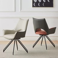 Chaise de salle à manger pivotante et inclinable de style minimaliste moderne, revêtement en lin avec pieds en métal robuste pour la maison et le bureau