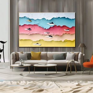 Art mural 3D sur toile encadrée, abstrait coloré et contemporain, thème surf océanique, pour décoration intérieure moderne et galerie - Product Image 5