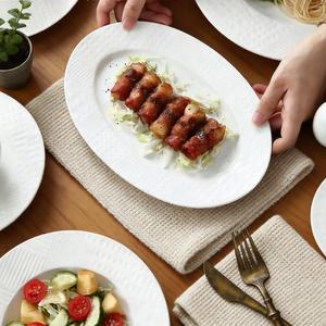 Ceramic <b>Dinner</b> Set White Gold Rim Embossed Porcelain Ceramic Stocked Feature - Product Image 2