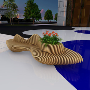 Silla Irregular de Madera Maciza Creativa DK-1120, Banco de Jardín Resistente para Exteriores, Asiento Artístico Contemporáneo para Paisajes - Product Image 1