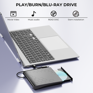 Graveur <span class=keywords><strong>Blu</strong></span>-<span class=keywords><strong>ray</strong></span> externe avec USB 3.0 Type-C, graveur de CD/<span class=keywords><strong>DVD</strong></span> <span class=keywords><strong>3D</strong></span> <span class=keywords><strong>Blu</strong></span>-<span class=keywords><strong>ray</strong></span> avec port SD/TF pour ordinateur portable et ordinateur de bureau Windows - Product Image 2