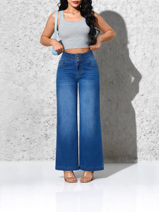 Vente en gros des dernières tendances européennes et américaines : pantalons larges pour femmes, pantalons en jean amples à taille élastique pour 2026 - Product Image 1