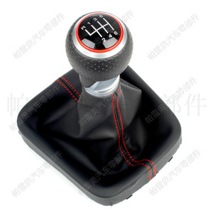 Poignée de levier de vitesse en cuir Pareo, 6 vitesses, pour Audi A4 B6 2002-2009 Volkswagen Golf 5, design ergonomique - Product Image 2