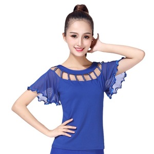 Nuevas Blusas de Baile de Salón para Mujer, Camisetas de Danza Social con Manga Acampanada y Diseño Calado, Ropa de Práctica de Danza Latina Moderna a la Moda - Product Image 3
