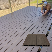 Nouveau revêtement de terrasse composite creux en PVC de 18 mm, résistant à l'eau, WPC, étanche, co-extrudé, imitation bois, facile à installer, pour extérieur et entrepôt