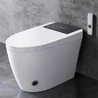 Toilette intelligente moderne à poser au sol avec télécommande, siège chauffant en céramique, cuvette allongée, toilette électrique monobloc intelligente