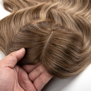 OFERTA ESPECIAL: Cabello Virgen Europeo para Topper de Encaje Mono y Seda 7*7, Color Castaño Claro con Mechas Rubias Pequeñas, para Mujeres Blancas, 100% Cabello Humano - Product Image 3