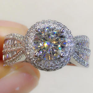 Anello con diamante Q972 in oro bianco, taglio rotondo brillante naturale, colore G, gioielli da donna per fidanzamento - Product Image 1