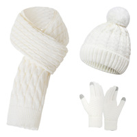 Nouvel ensemble trois pièces unisexe personnalisé avec logo : bonnet, écharpe et gants en tricot de Père Noël à pois pour fêtes de Noël en extérieur – Offre Spéciale