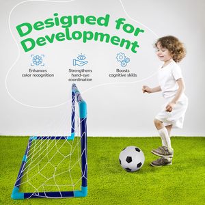 Buts de football portables pour enfants, ensemble de buts de football pliables - Mini filet portable avec pompe pour jardin et intérieur, toutes saisons - Product Image 3