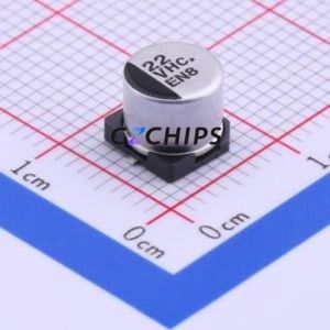 ตัวเก็บประจุอิเล็กโทรไลต์อะลูมิเนียมแบบ SMD รุ่น EEEHC1V220P ขนาด D6.3xL5.8 มม. 22uF 20% 35V 55mA-120Hz - Product Image 1