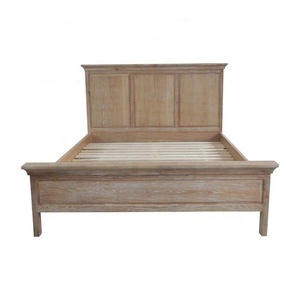 HL090-183 French Vintage American Rustic Antique Classic Wooden Platform King <b>Size</b> Solid Oak Wood Frame <b>Bed</b> for Bedroom HL090-18 - Product Image 5
