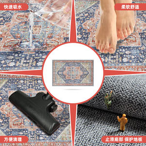 พรมปูพื้นลายเหรียญสไตล์ชาติพันธุ์ รูปทรงสี่เหลี่ยมผืนผ้า ทำจากเส้นใยโพลีเอสเตอร์ กันลื่น ใช้ในบ้าน ซักทำความสะอาดได้ ทำความสะอาดเฉพาะจุด ปูเต็มพื้นที่ - Product Image 5