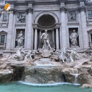 Özel büyük açık roma Poseidon Fontana di Trevi mermer çeşme