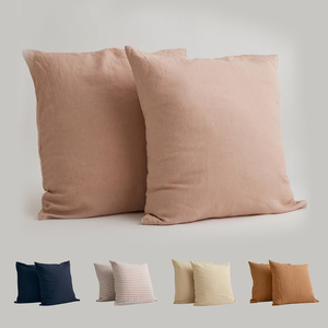 Enveloppe en lin lavé à la pierre de Style européen de haute qualité sans bordure motif de couleur unie housse de coussin d'oreiller de femme au foyer - Product Image 1