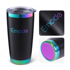 Vasos Térmicos de Acero Inoxidable <span class=keywords><strong>con</strong></span> Aislamiento al Vacío de Doble Pared, Grabados <span class=keywords><strong>con</strong></span> Prisma Negro Arcoíris, Perfectos para Actividades al Aire Libre y Camping - Product Image 2