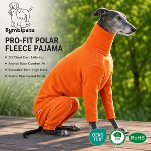 Mono de Forro Polar Suave con Logotipo Personalizado para Perros, Ropa de Dormir para Mascotas de Invierno, Mono Cálido de Cobertura Completa Elástico para Whippets y Galgos - Product Image 1