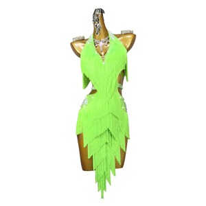 Yetişkin bayanlar etek dans uygulama kostüm Rhinestone püskül kız Latin elbise performans yarışması kadın Latin dans elbise - Product Image 5