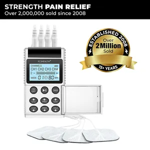 4 Channel Tens Unit USB Rechargeable Digital Ens Ems Muscle Stimulator Physical Therapy Equipments Machine For Back Pain Relief