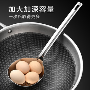 Stainless Steel Large Strainer Spoon With Perforated Bowl For Cooking Noodles And Dumplings Kitchen Tool - Product Image 4